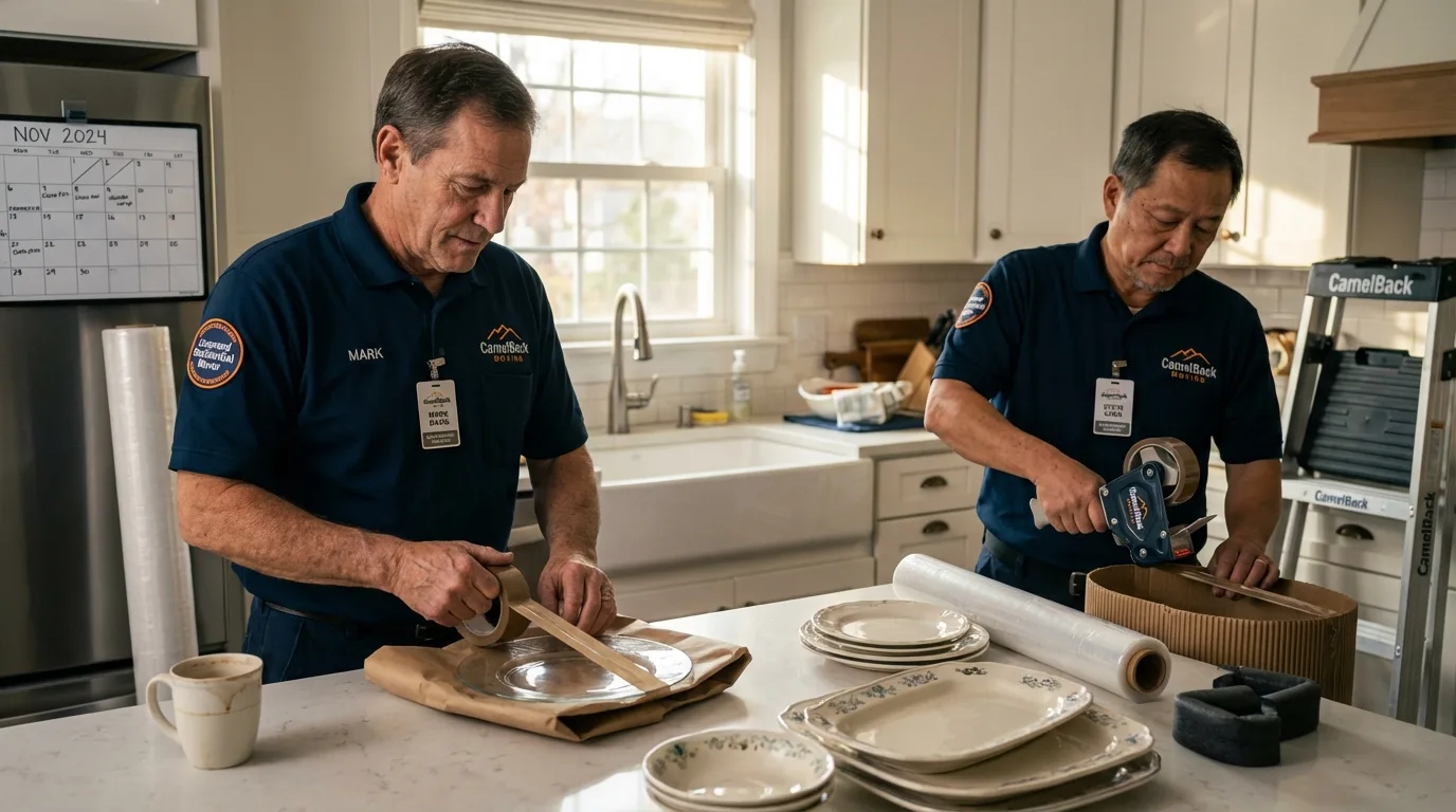 Professional crew packing kitchen dishware in Elizabethtown, KY